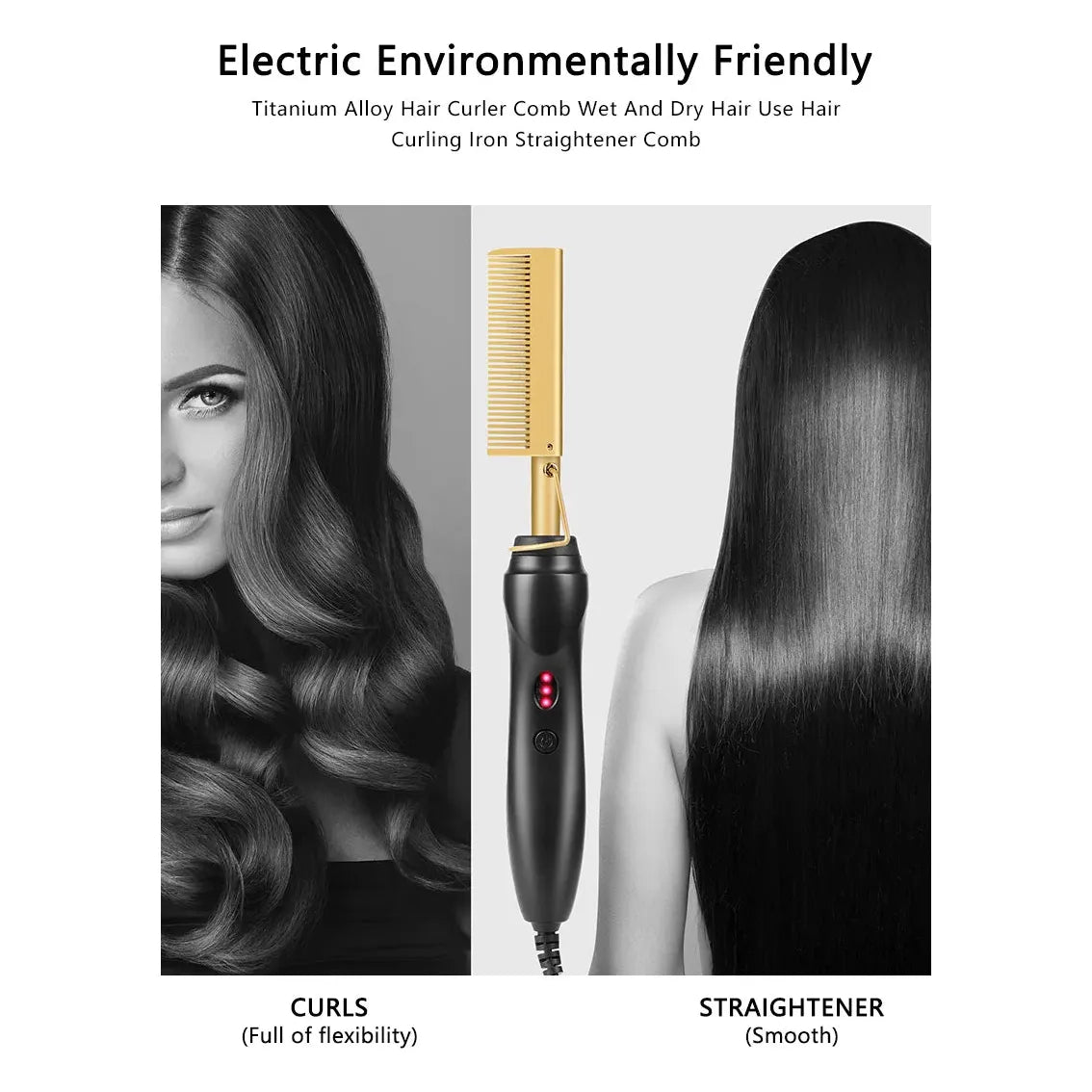 Electric Straightener and Curler Brush