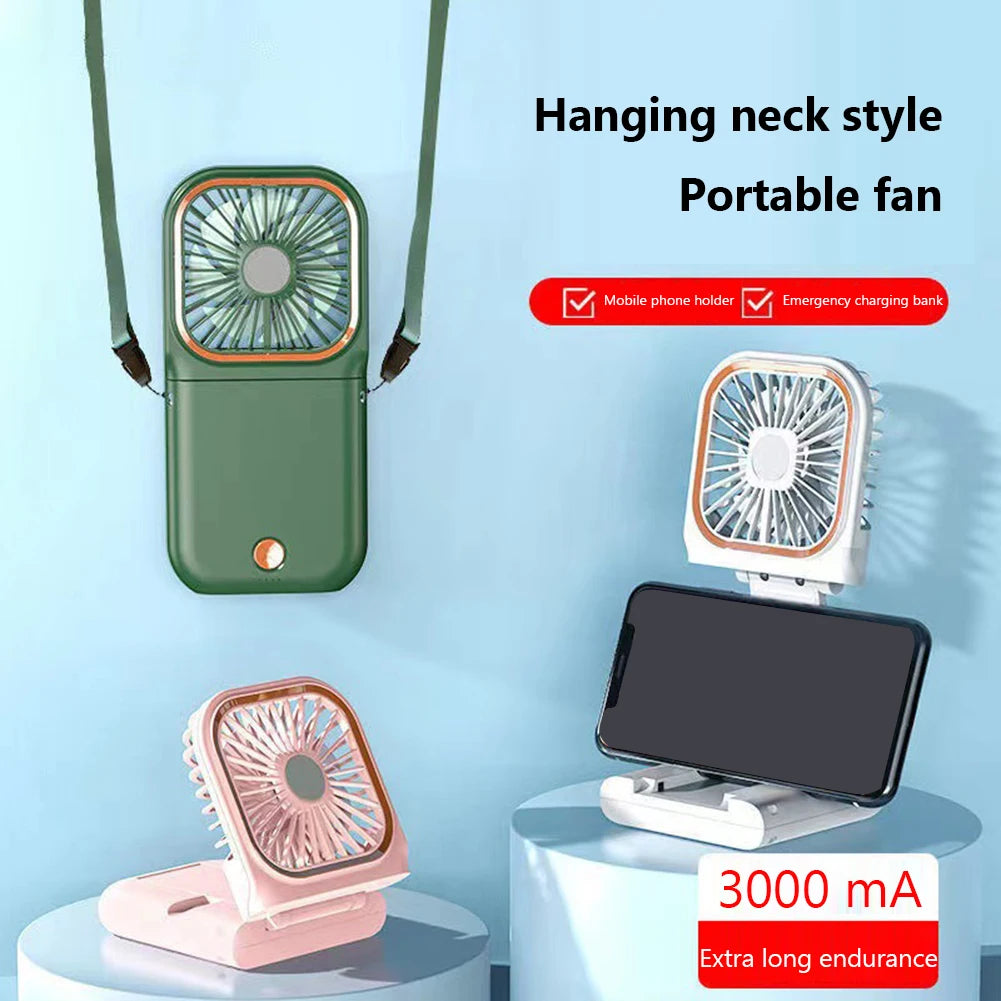 Pocket Breeze: Portable Neck Fan with Power Bank