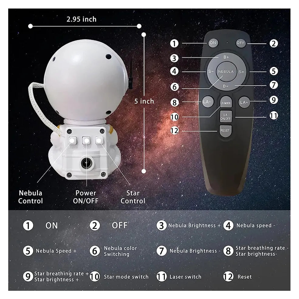 CosmicGadget Astronaut Star Projector LED Night Light